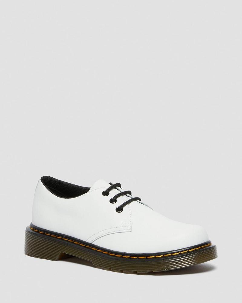 Dr Martens Junior 1461 Læder Blonder Up Sko Børn Hvide | DK 725HAP